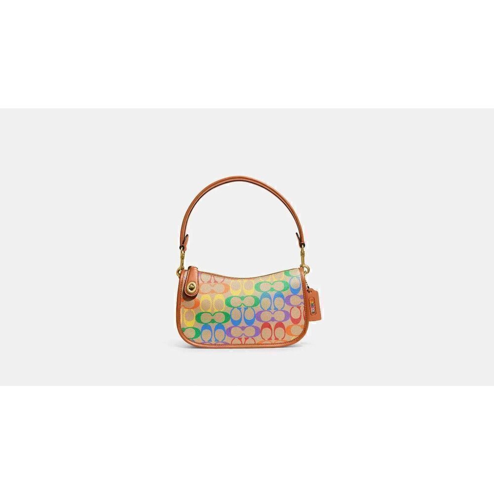 COACH SWINGER Pride Crossbody Shoulder Rainbow Signature Canvas CA100 NWT - Picture 9 of 9